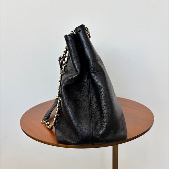 Tory Burch Marion Pebbled Leather Shoulder Bag – Black with Gold Chain Strap - Picture 3 of 11